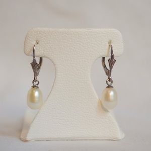 Pearl Clasp Earrings with Silver Detail